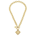Gold Intaglio Coin Front Toggle Necklace