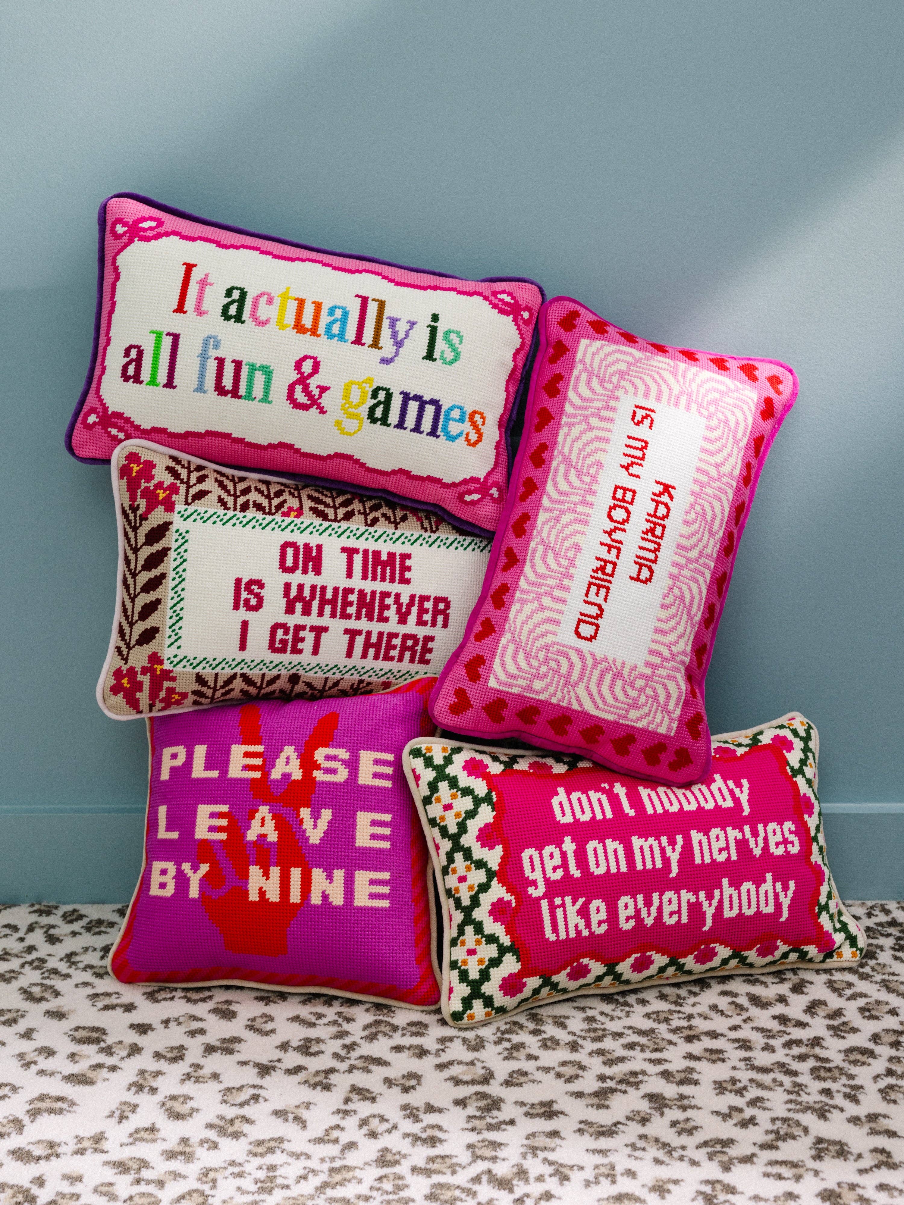 Leave by Nine Needlepoint Pillow | FURBISH