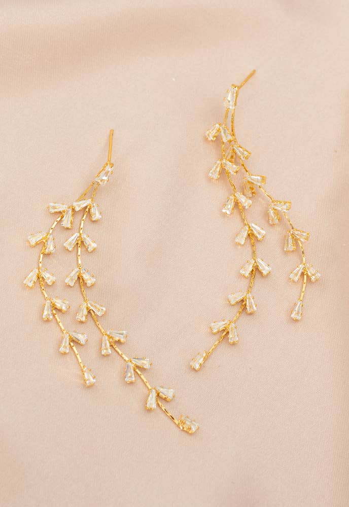 Graceful Willow Gold Dangle Earrings