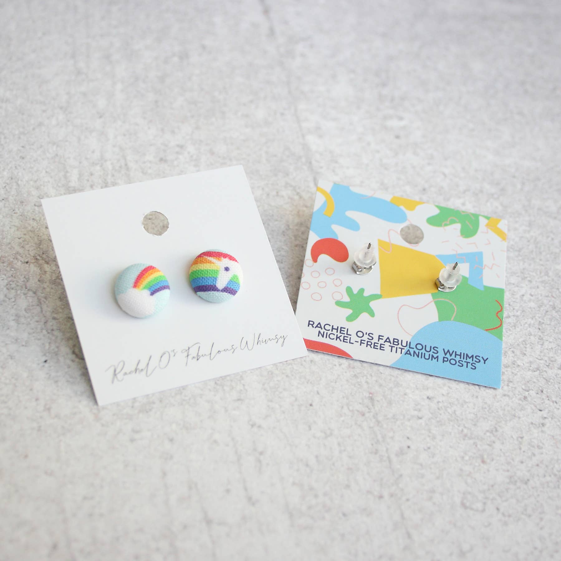 Blue Skies Fabric Button Earrings