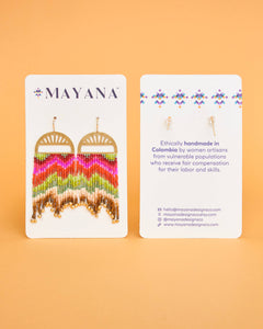 Beaded Handwoven Coral Fringe Earrings (White)