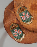 Beaded Handwoven Lotus Fringe Earrings
