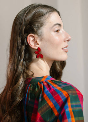 Burgundy Petal Earrings