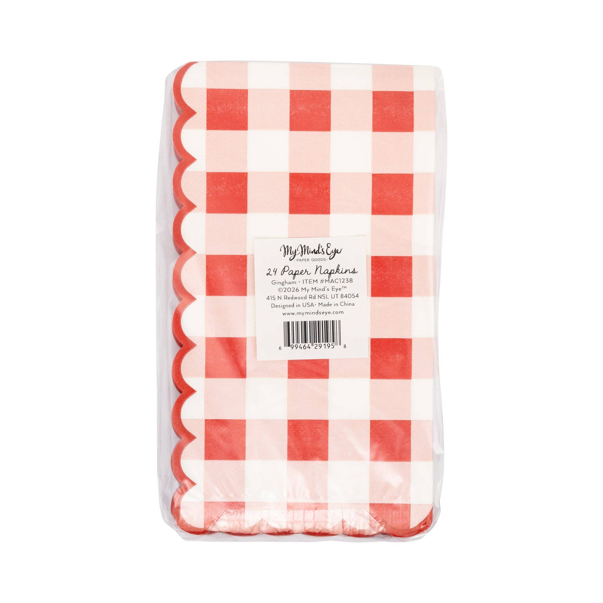 Red Scallop Gingham Dinner Napkin