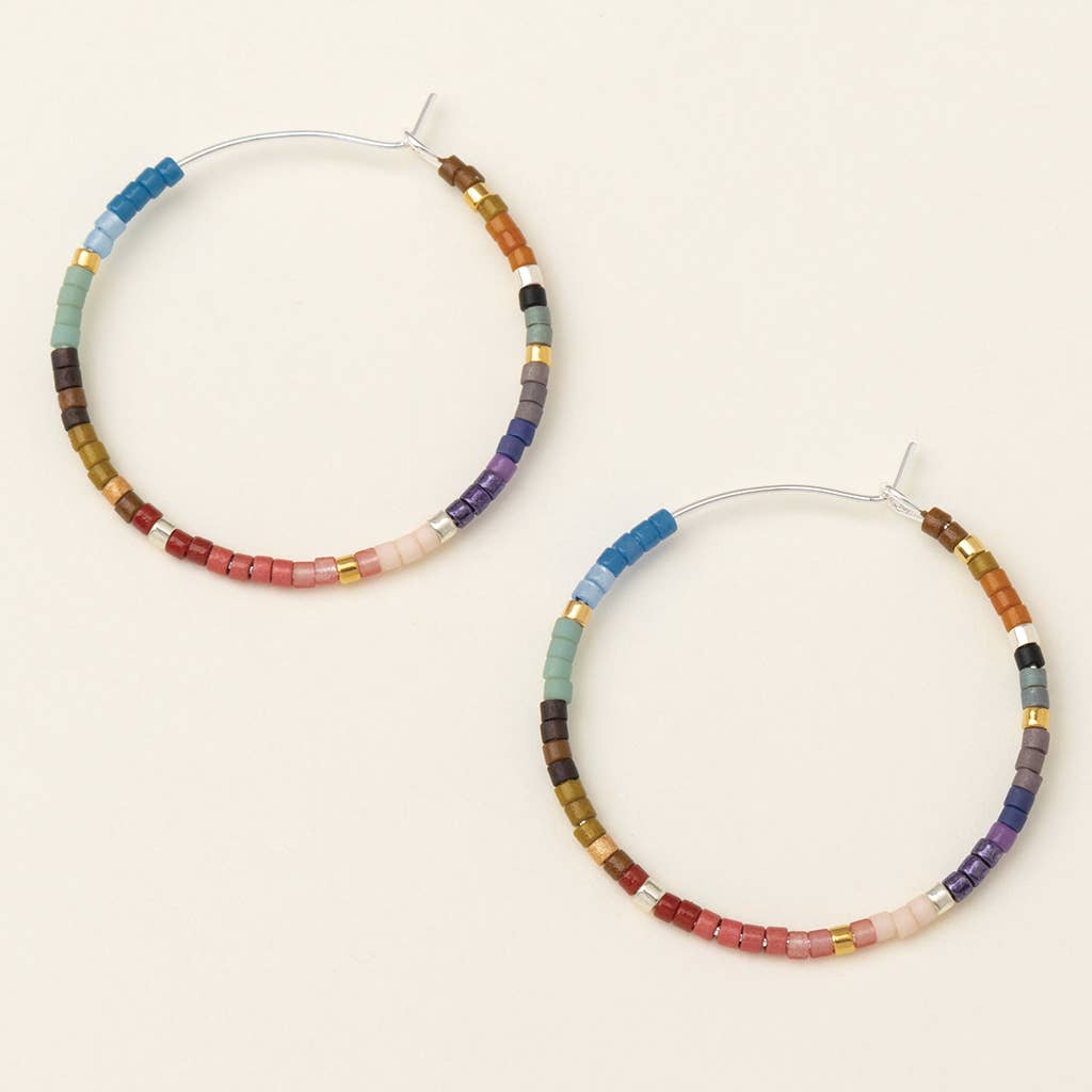 Dark Multi & Silver Chromacolor Miyuki Small Hoop