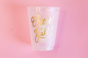 Cheers, Y'all! Frosted Acrylic 16oz Set of 8 Cups