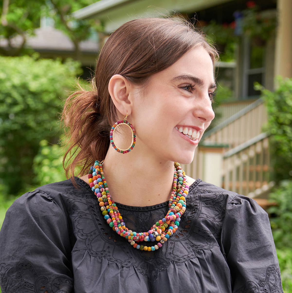 Loop Kantha Milieu Earrings