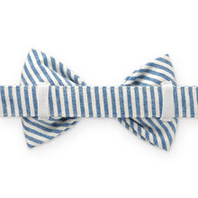 Lake Blue Stripe Summer Dog Bow Tie
