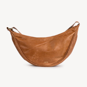 Leather Moon Sling Bag - Camel