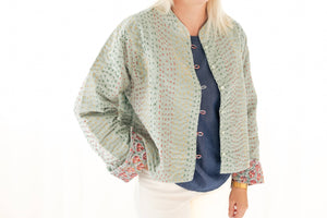 Velvet Mint & Block Print Jacket