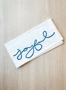 Joyful, Navy Tea Towel