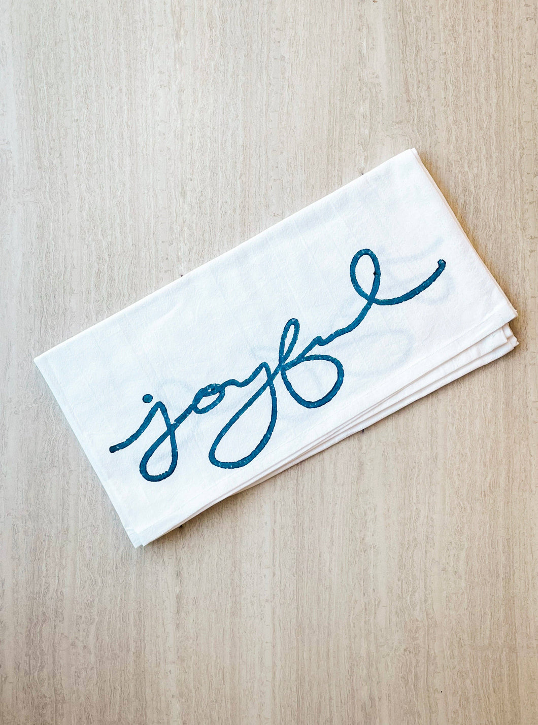 Joyful, Navy Tea Towel