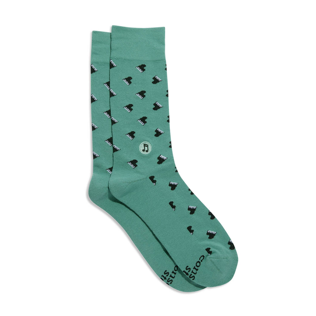 Socks that Support Music (Green Pianos)