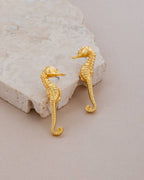 Gold Seahorse Stud Earrings