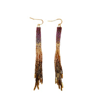 Beaded Handwoven Ombre Tassel Earrings (Green)