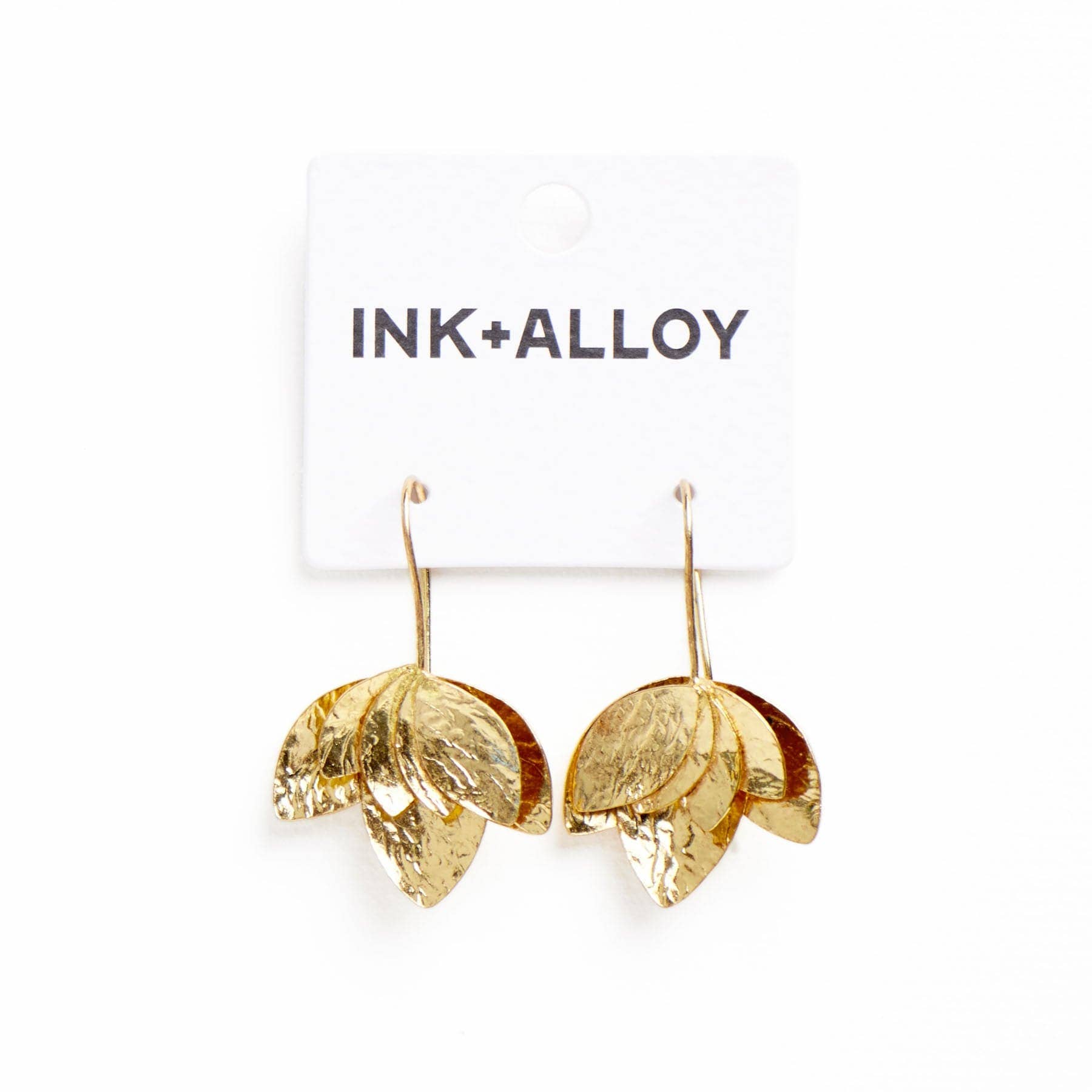 Sasha Layered Flower Threader Earrings Brass Wholesale