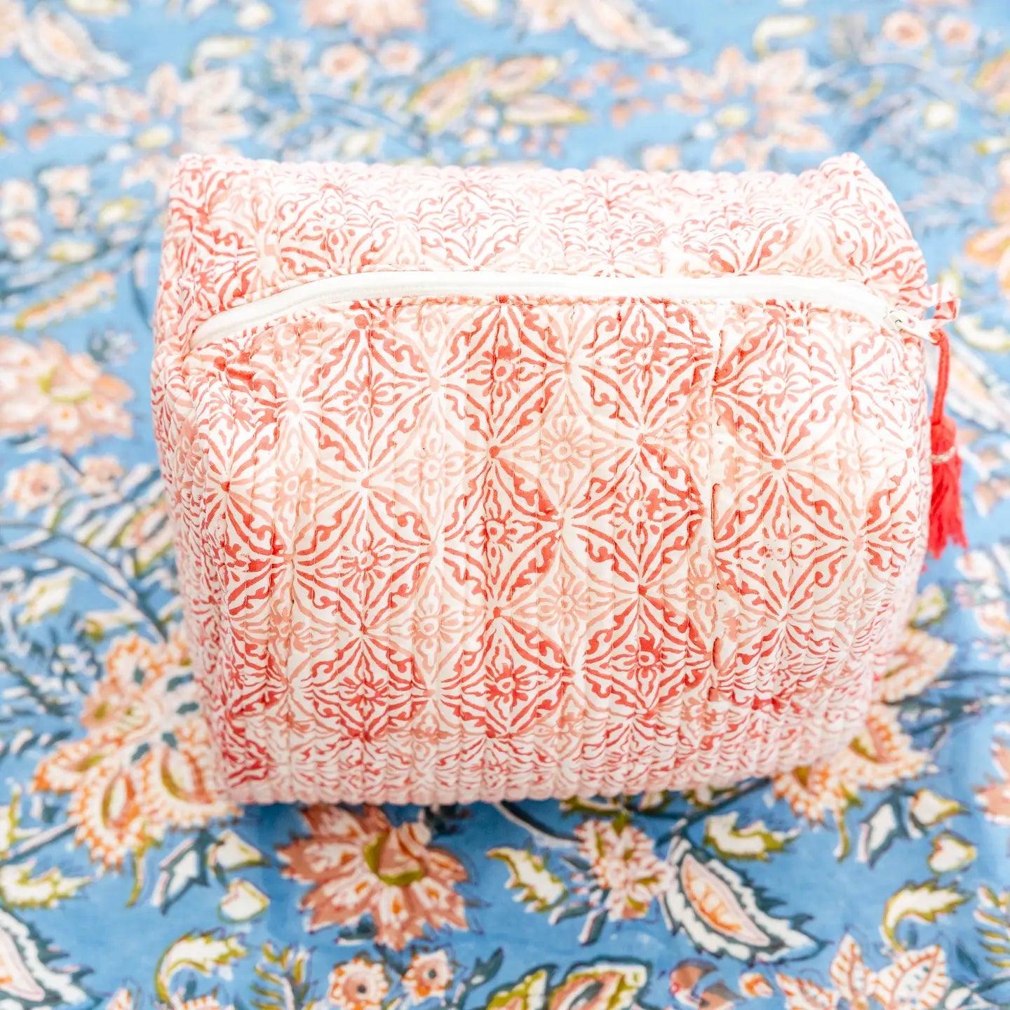Coral Medallion Cosmetic Pouch