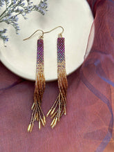 Beaded Handwoven Ombre Tassel Earrings (Indigo)