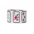 Brooklyn Mahjong Print Beaded Stretch Bracelet Multi