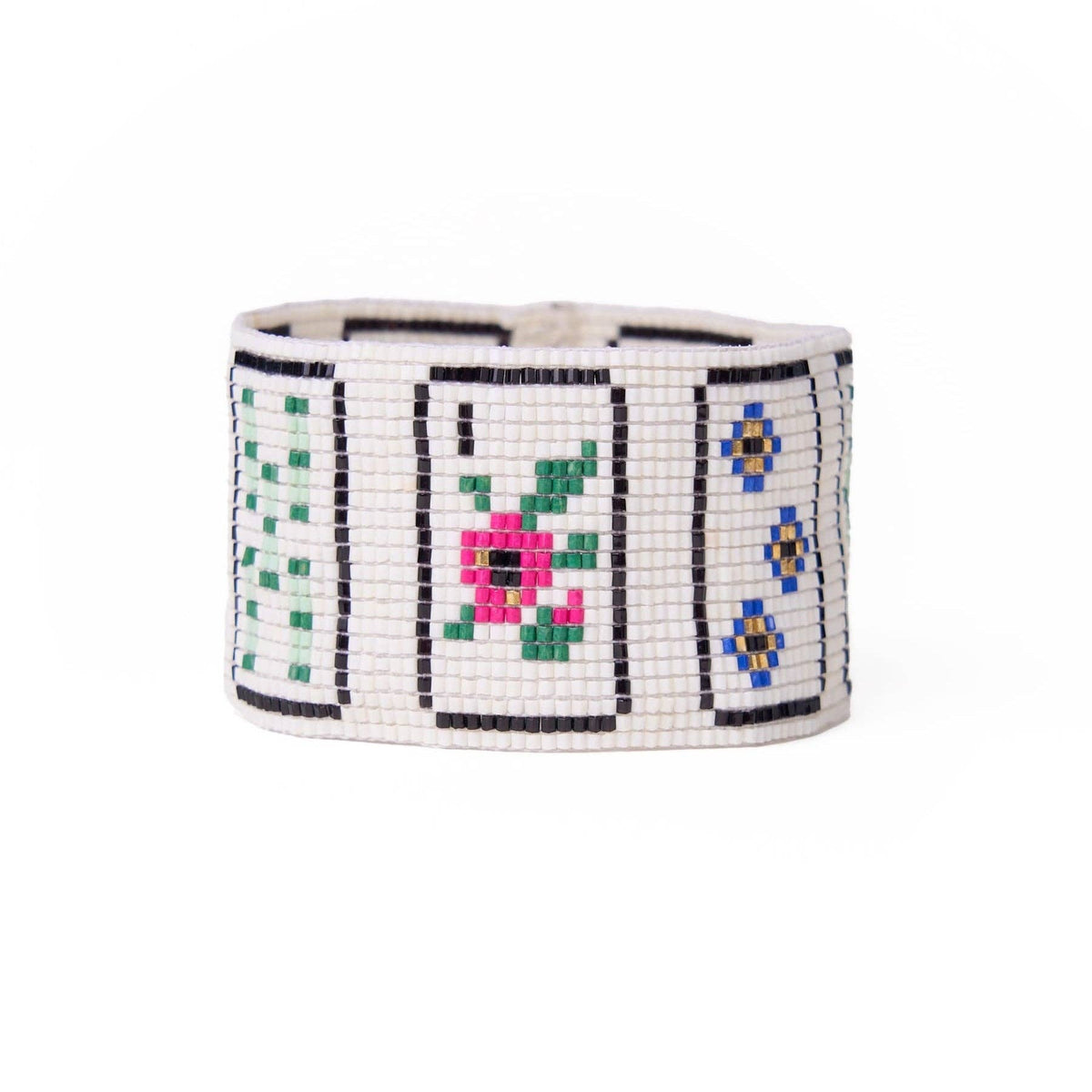 Brooklyn Mahjong Print Beaded Stretch Bracelet Multi