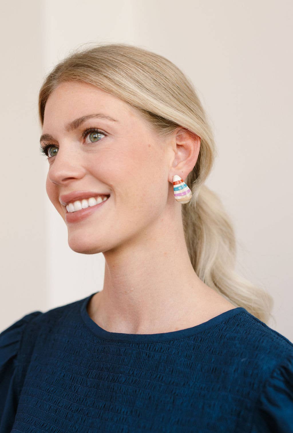 Colorful Stripe Dew Drop Earrings
