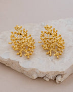 Brushed Gold Coral Earrings