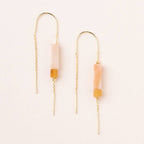Rectangle Stone Earring | Rose Quartz/Amber/Gold