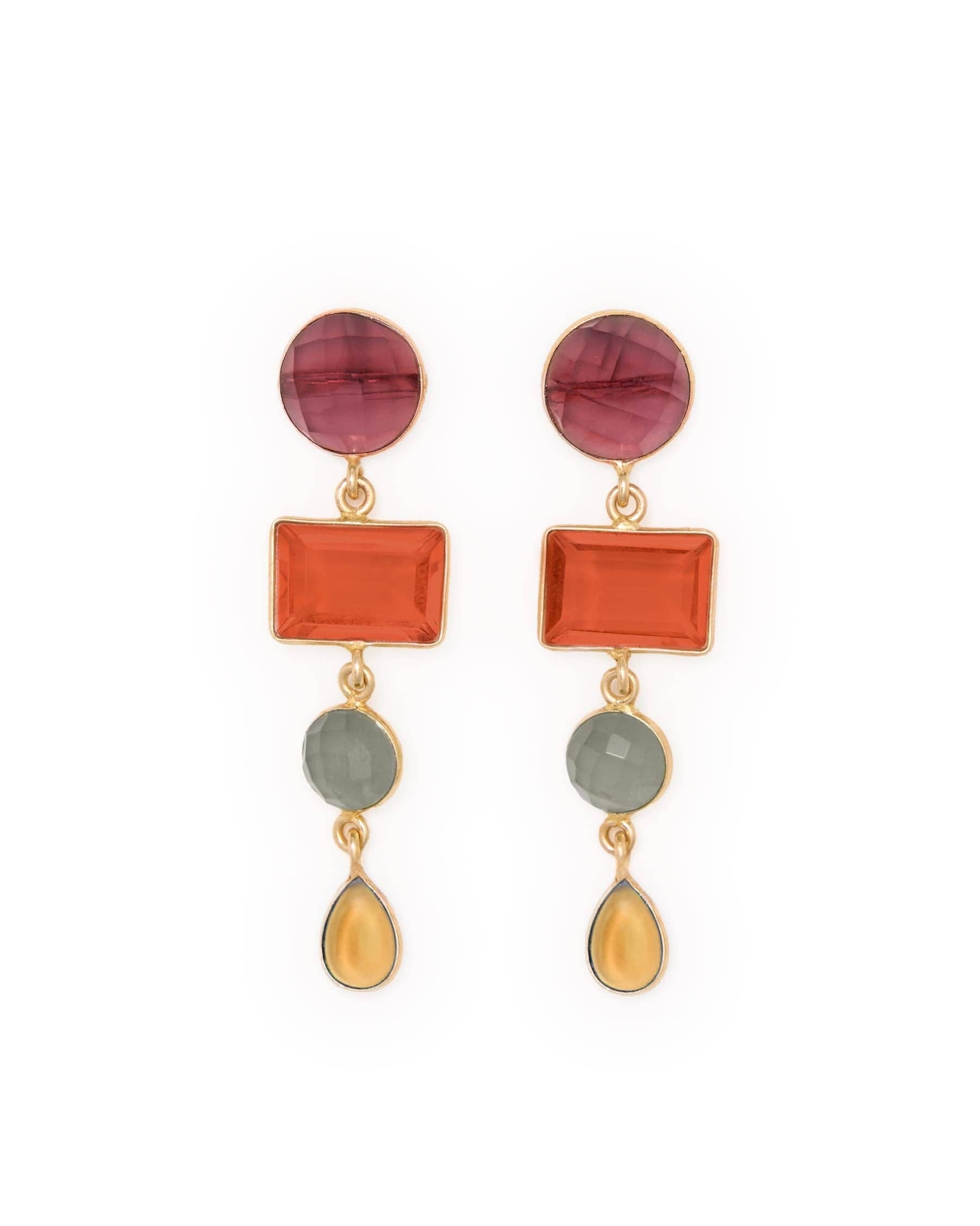 Natalie Dangle Glass Stone Earrings