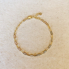 18k Gold Filled Short Link Paperclip Bracelet: 7 inches with extender