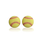 Softball Fabric Button Earrings