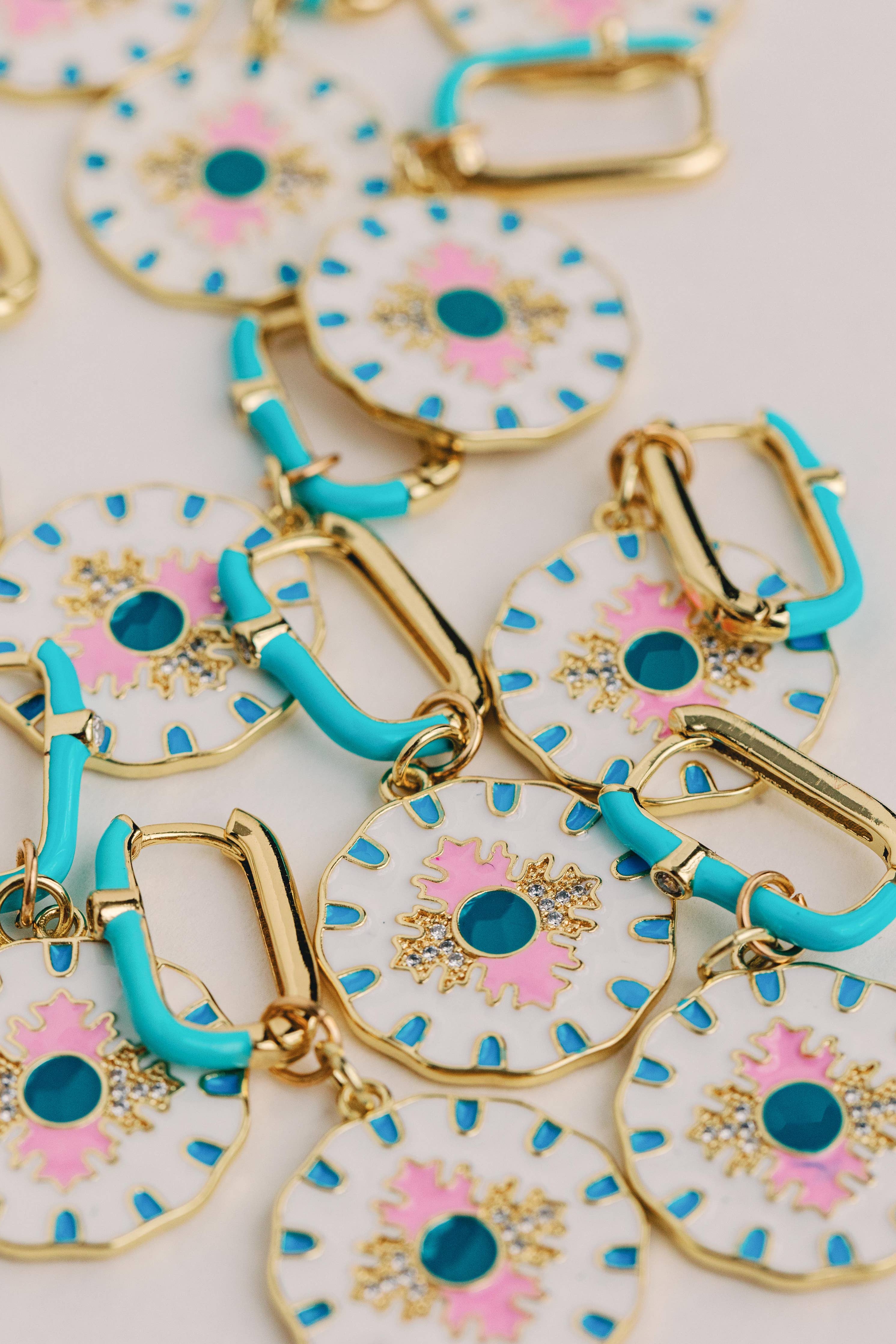 Capri Tile Enamel Charm Earrings