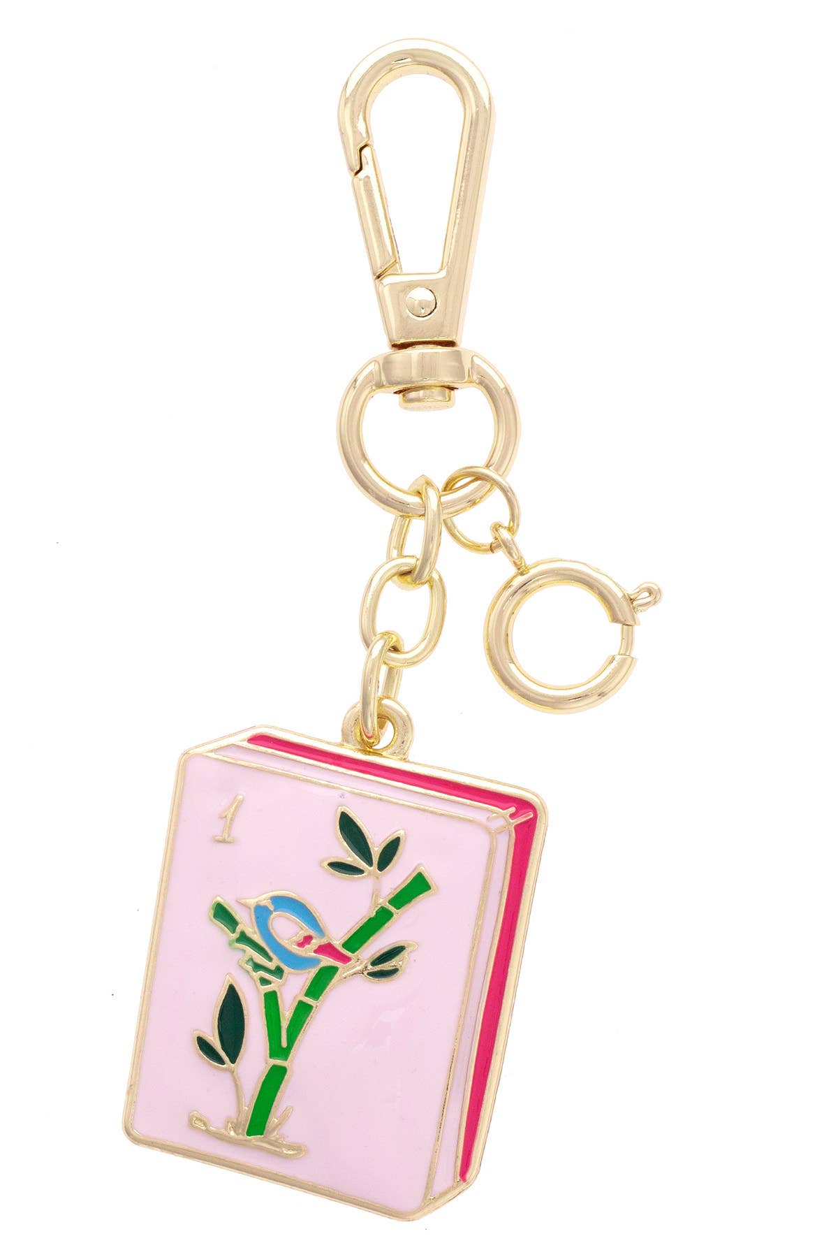 Mahjong Tile Bag Charm in Pink