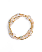3 Set Gem and Pearl Miyuki Stretch Bracelets
