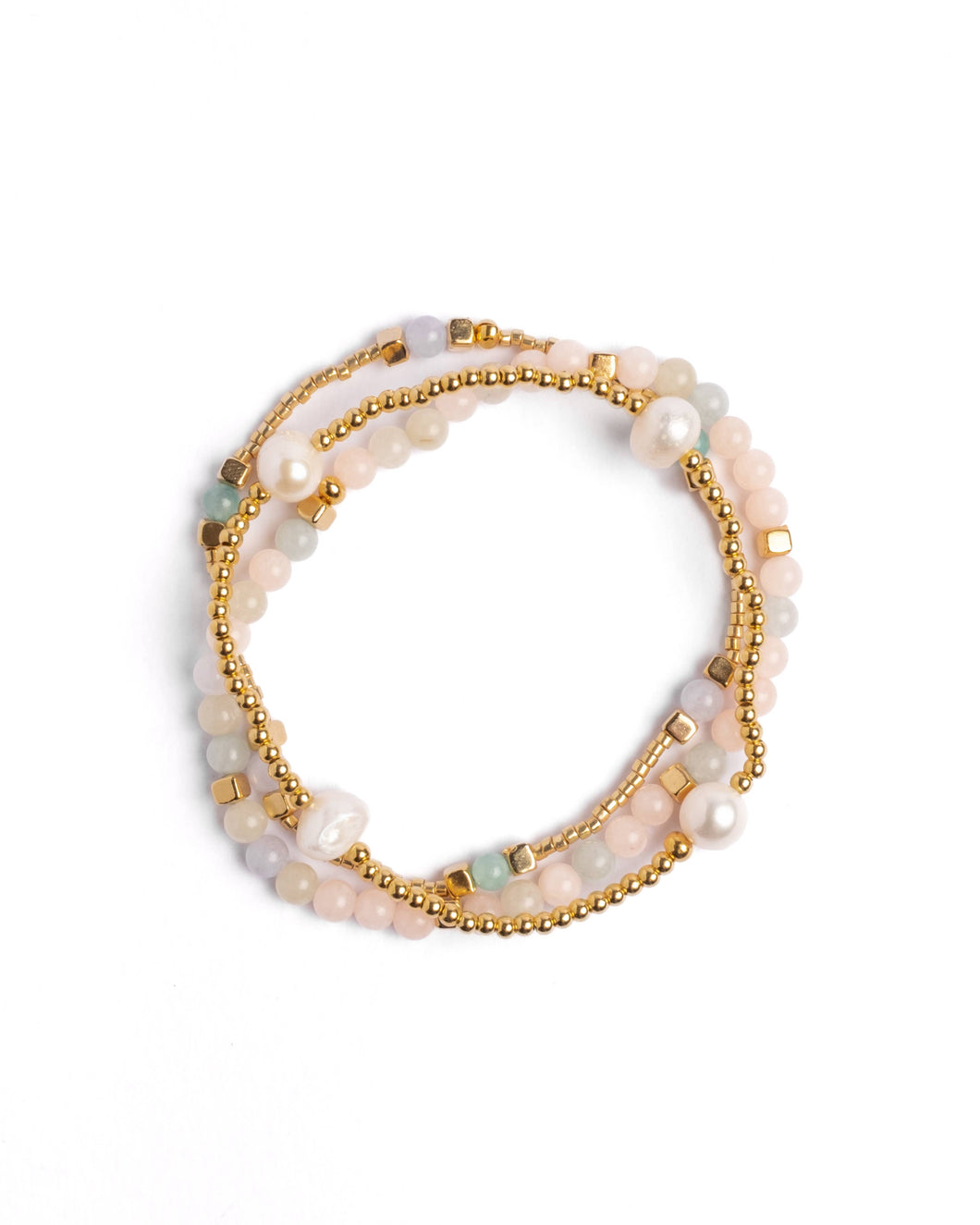 3 Set Gem and Pearl Miyuki Stretch Bracelets