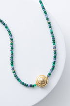 Gold Casted Snail Agate Beaded Necklace