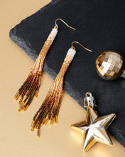 Beaded Handwoven Ombre Tassel Earrings