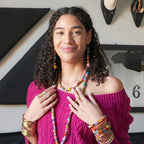 Glimmering Kantha Linear Earrings