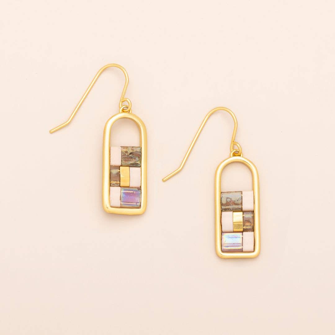 Good Karma Miyuki Frame Earring - Blush/Topaz/Gold