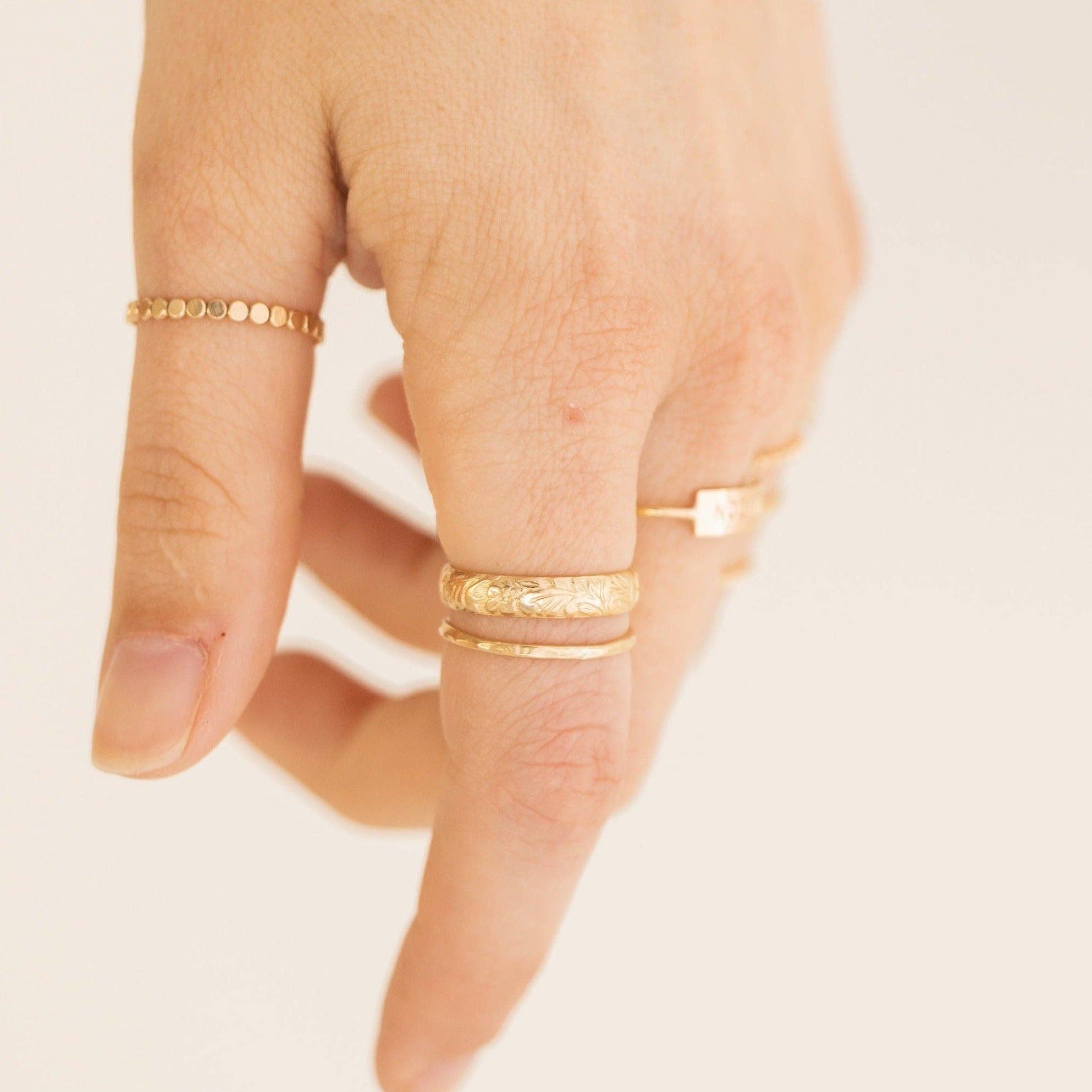 Floral Band Stacking Ring | 14k Gold Fill