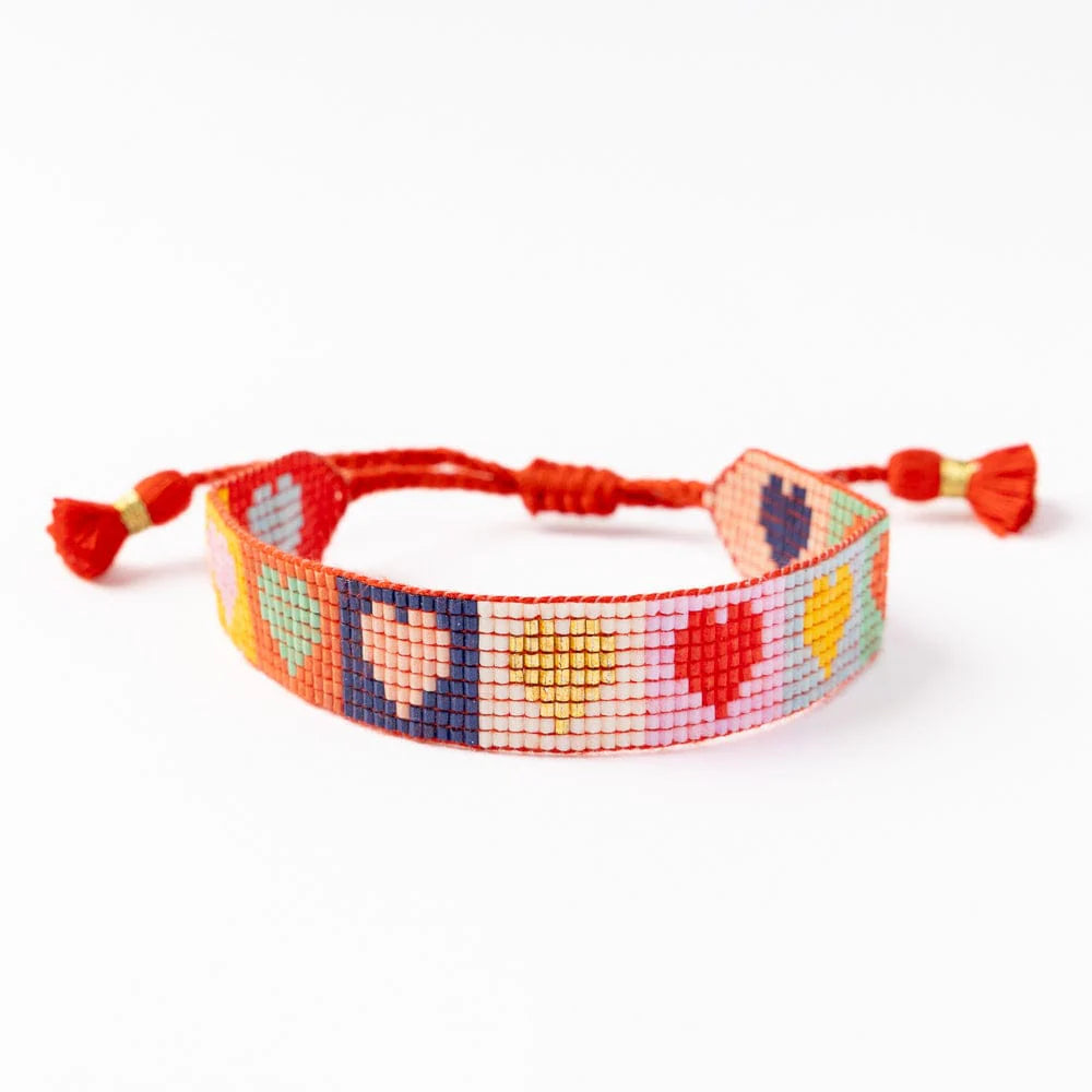 Gabby Heart Valentines Beaded Bracelet