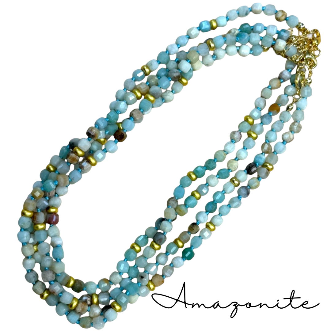 Spectrum Knotted Bead Necklaces