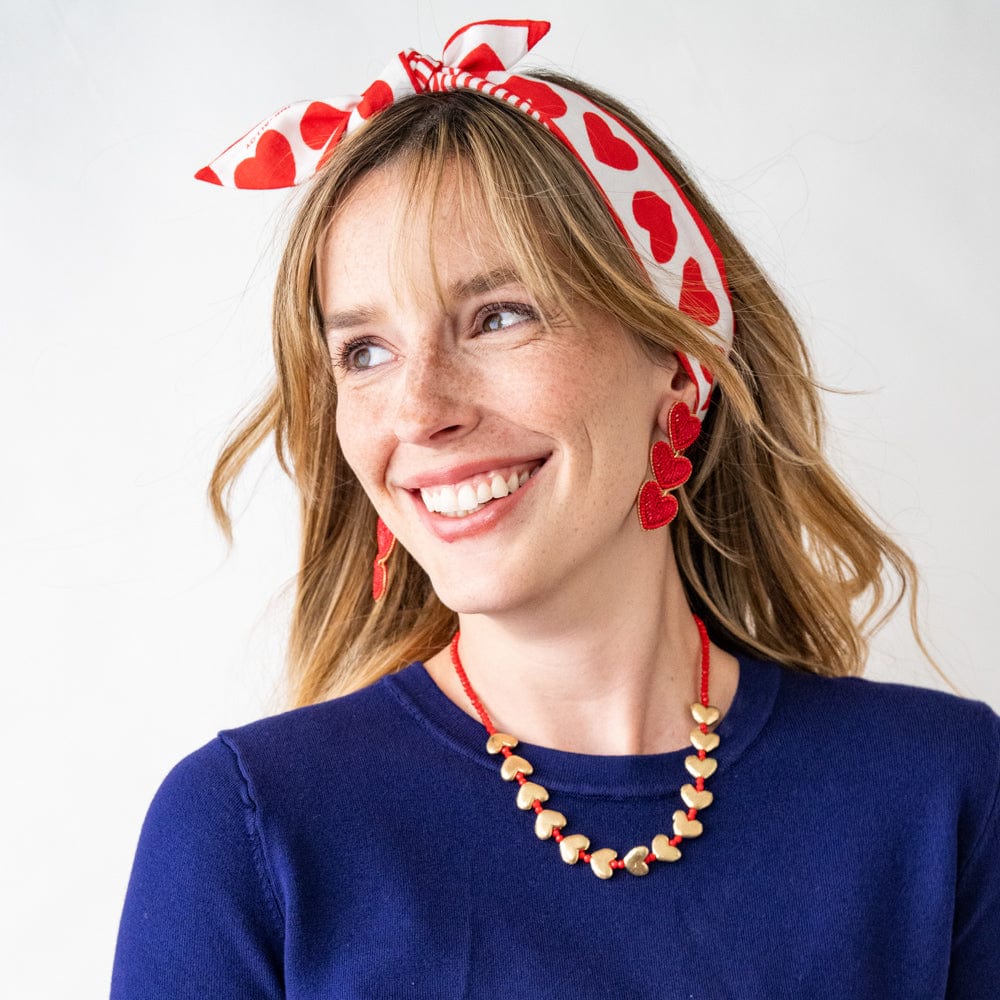 Haddie 3 Heart Drop Earrings Red