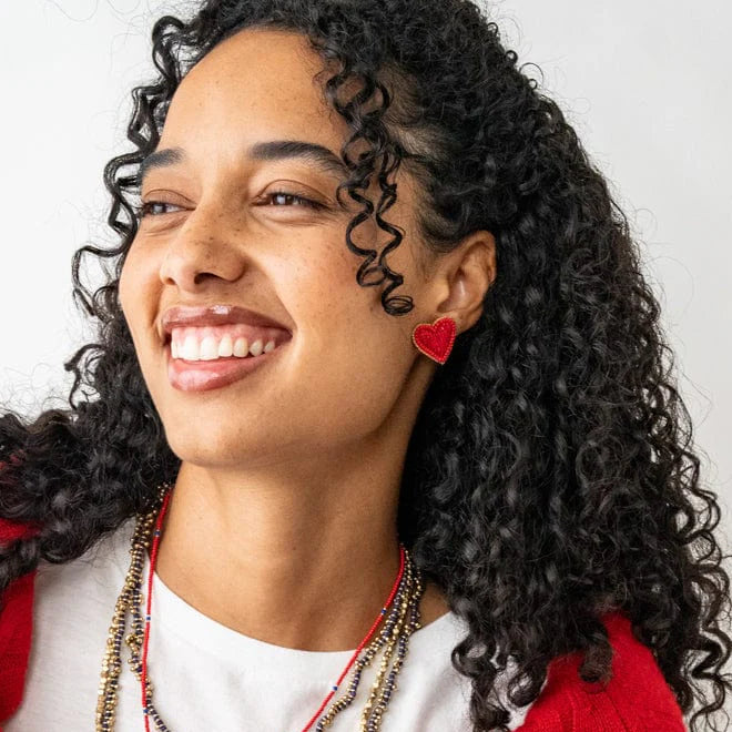 Haddie Heart Post Earrings Red