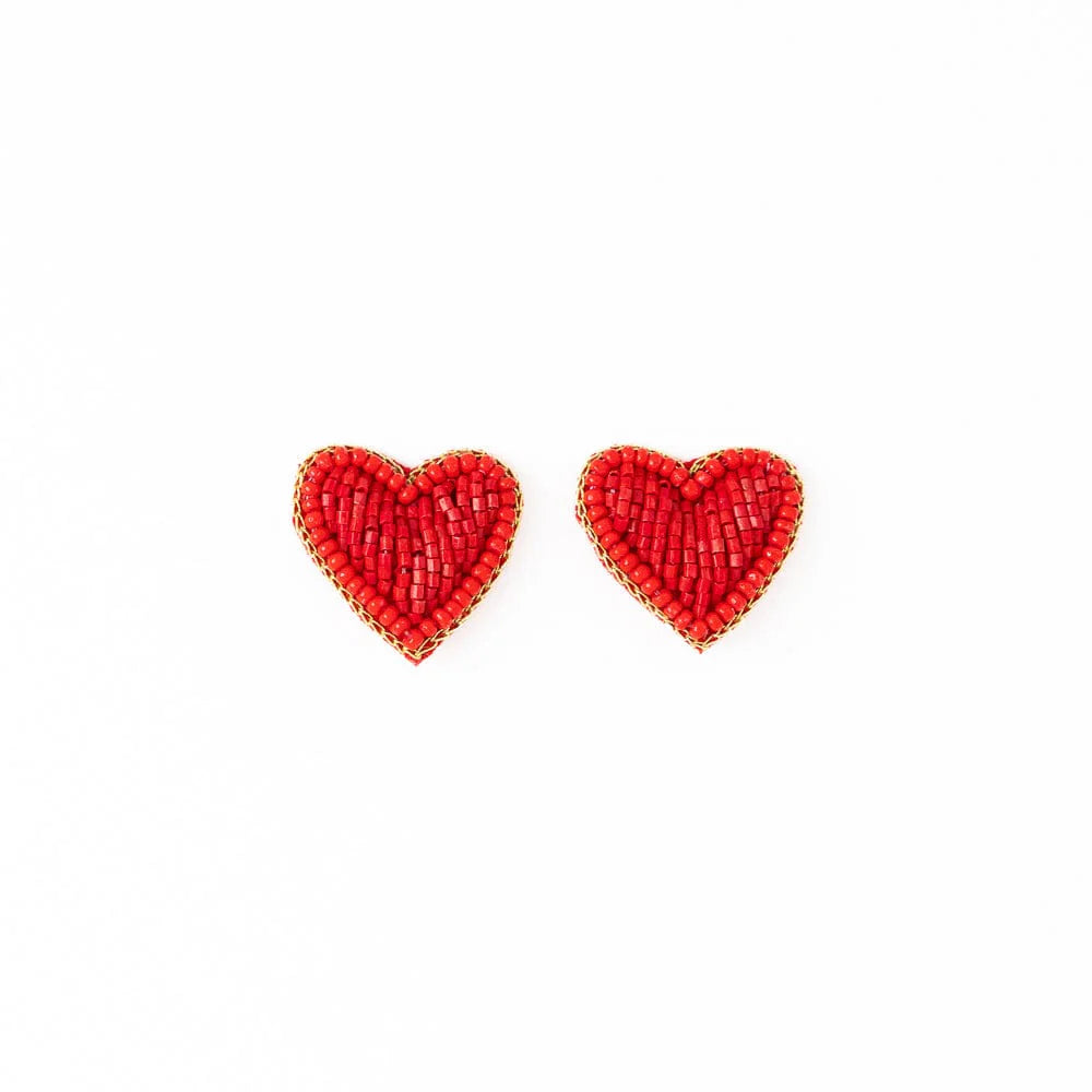 Haddie Heart Post Earrings Red