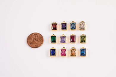 Rectangle Birthstone Charms