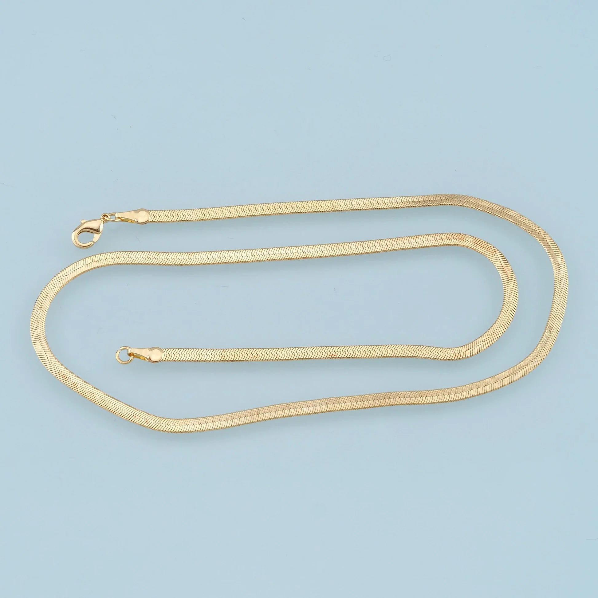 Gold Herringbone Chain Necklace