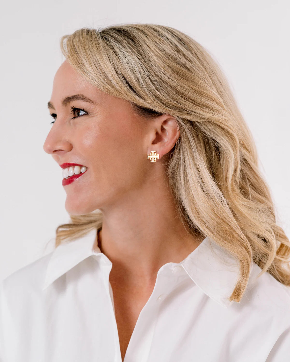 Gold Multi Cross Stud Earring | Susan Shaw