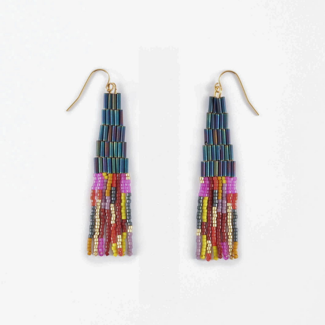 Beaded Abstract Fringe Earrings