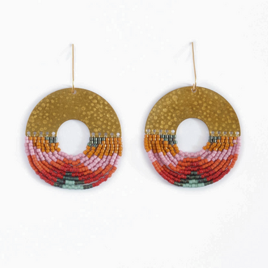 Handwoven Organic Circular Fringe Earrings