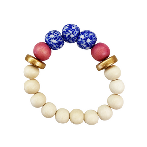 pink + blue stacking bracelets